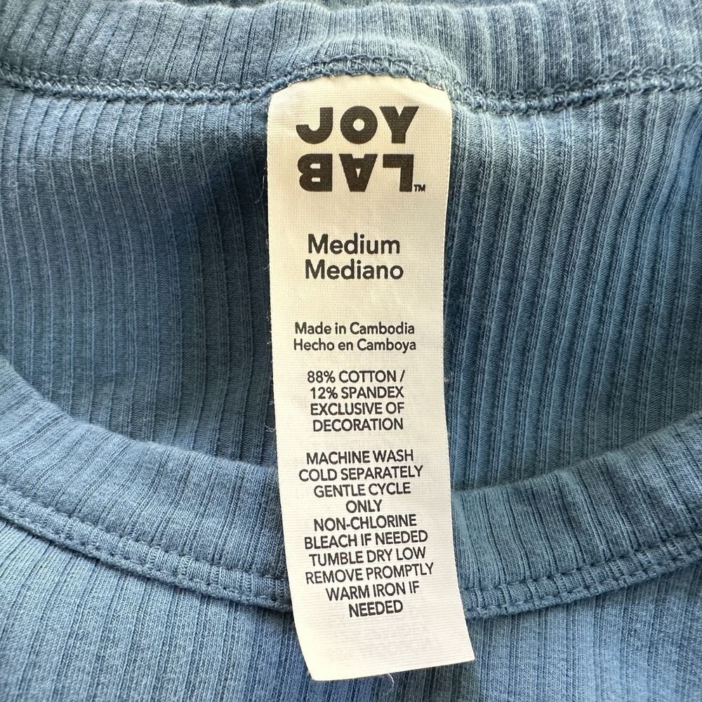 JoyLab Blue Ribbed Crop Top Tee Short Sleeve Activewear Medium Casual - Picture 5 of 6